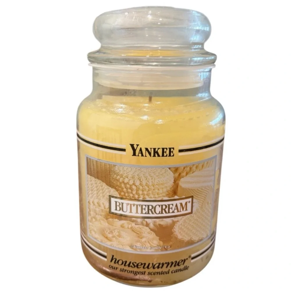 Yankee Candle Jar Buttercream Rare Vintage Black Band Retired Cream Yellow 22 Oz